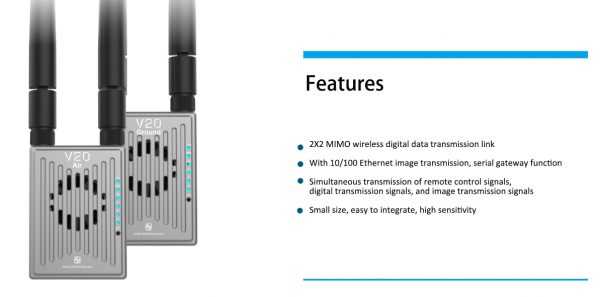 V20 Video link 2X2MIMO HD wireless digital data transmission link,  3 IN 1 of remote control signals,  digital transmission signals, and image transmission signals - Image 3